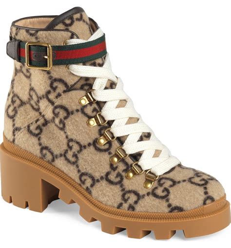 gucci trip gg wool combat boots|gucci high heel boots.